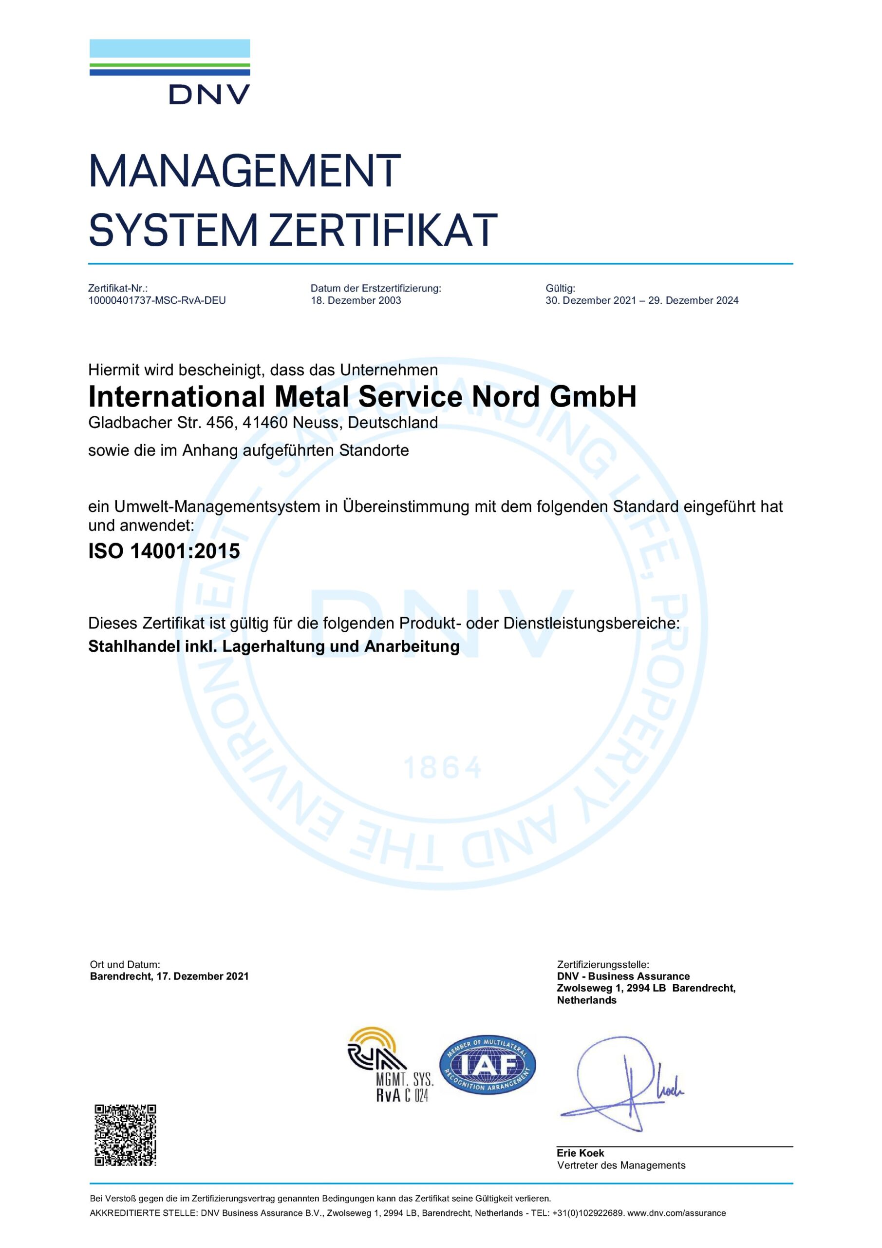 Zertifikate IMSG Zertifikate IMSG